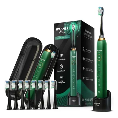 (Emerald Green) The Ultrasonic Whitening Electric Toothbrush features five brushing modes, eight