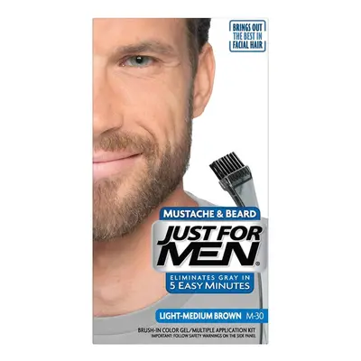 Just For Men Mustache & Beard, Beard Coloring for Gray Hair with Brush Included - Color: Light-M