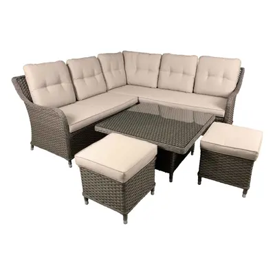 Chester Outdoor Rattan Wicker Corner Sofa & Adjustable Table Set - DG89