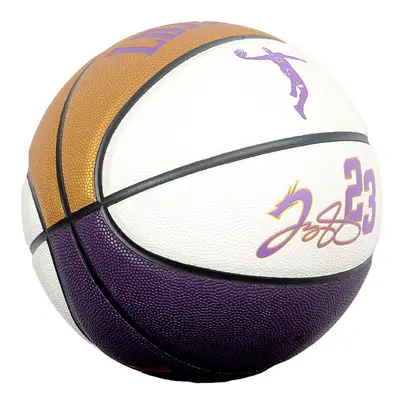 (King James Purple Yellow White, Basketball (Standard)) Lakers James PU leather basketball