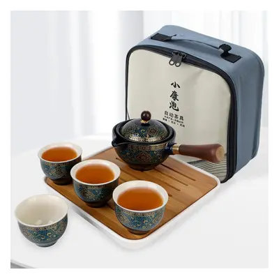 (B) Ceramic Tea Cup For Puer Rotation Tea Maker And Infuser Porcelain Chinese Gongfu Tea Set Flo