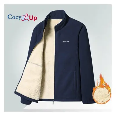 (navy blue, L) Cozy Up Mens Thick Fleece Jackets Men Outwear Sportswear Wool Liner Warm Jackets 