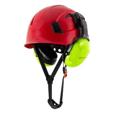 (Red) Loebuck American Style Construction Work Safety Helmet With Goggles And Noise-reducing Ind