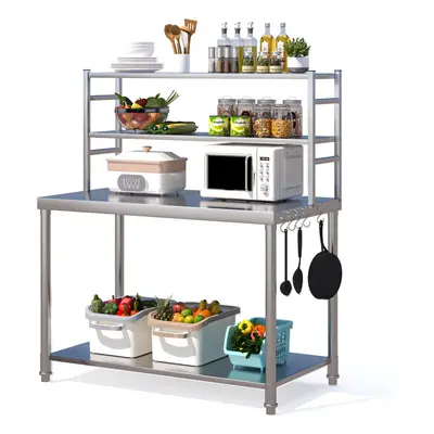 YODOLLA Stainless Steel Table with Layer Top Shelf Catering Tables