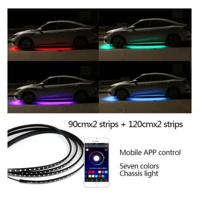 (90cm 120cm App) Car Chassis Flexible Strip Lights Auto Rgb Underglow Decorative Atmosphere Lamp