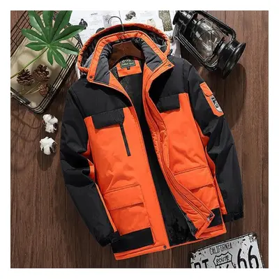 (orange, XXXL) Autumn And Winter Charge Coat Men&apos;s Plush And Thickened Trendy Cotton Coat O