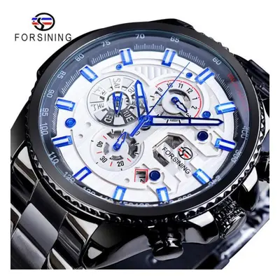 (grey) Forsining2022 New Three-disc Sports Automatic Mechanical Strap Calendar Men&apos;s Top Wa