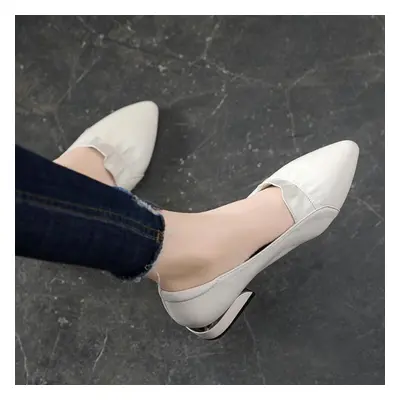 (as the picture, 37) Large Size Women Spring Autumn Low Cut Genuine Leather Pointed Toe Slip On 