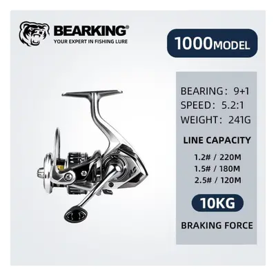 (as the picture, AS-1000) Bearking Brand New Arrival Saltwater Fishing Reel Spinning 9+1bb 5.2:1