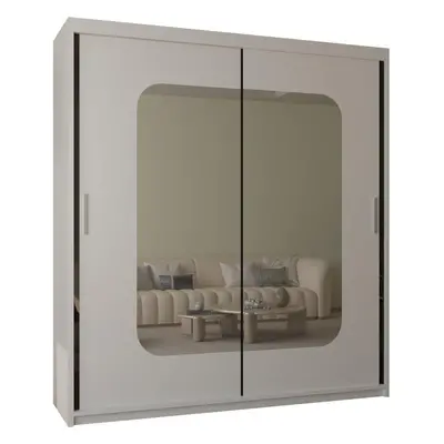 (White, 203cm) Marika Mirrored Sliding Door Bedroom Wardrobe