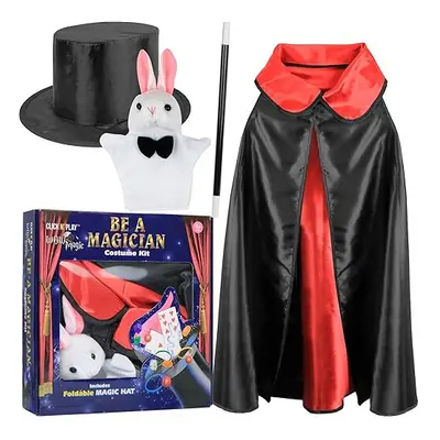 Click N' Play Magician Costume for Kids, Magician Kit, Halloween Dress Up & Pretend Play Set Com