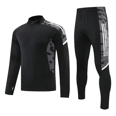 (Black, XS) Football Long Sleeve Kits for Kids Boys Training Tops and Pants