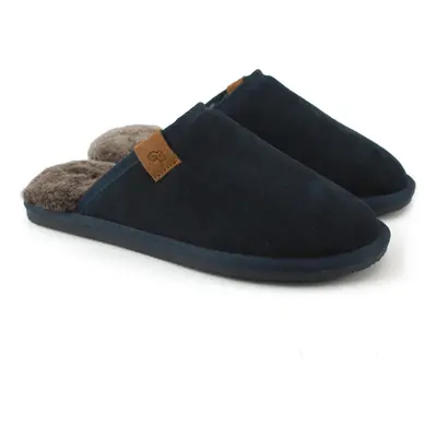 (7 UK, Navy) Eastern Counties Leather Mens Tipped Sheepskin Slippers