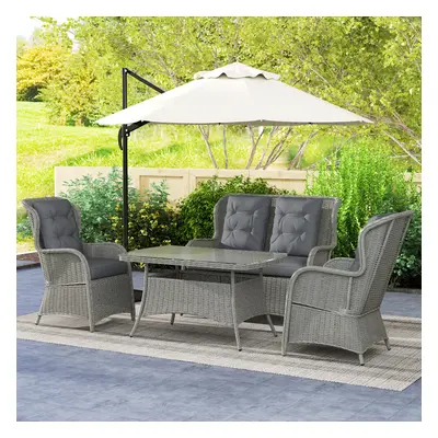 Outsunny PCs Outdoor Rattan Sofa Set, Wicker Sectional Sofa Set Light Grey