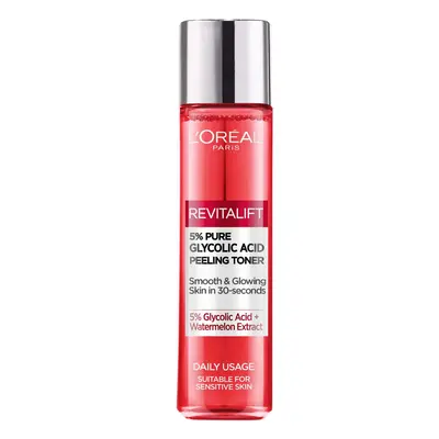 L'Oreal Paris 5% Glycolic Acid Peeling Toner, Revitalift Glycolic Toner, For Smooth & Glowing Sk