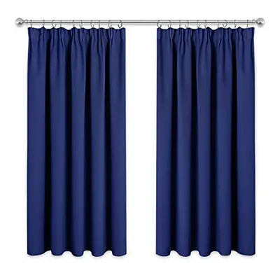 Blackout Curtains inch Drop - Blue Thermal Pencil Pleat Blackout Window Curtain Energy Saving fo