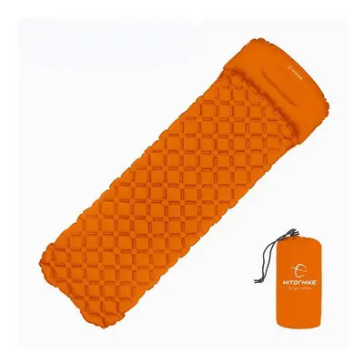 (Orange) Outdoor Sleeping Pad Camping Inflatable Mattress with Pillows Travel Mat Folding Bed Ul