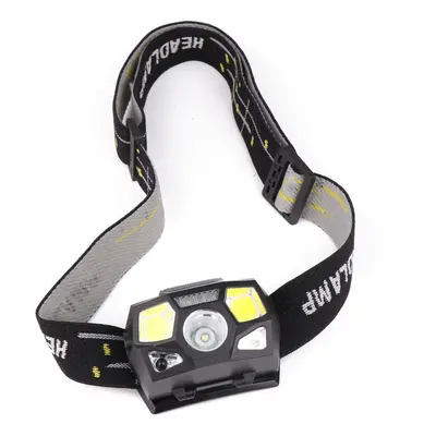 (Black) COB LED Headlamp USB Interface Waterproof Camping Hiking Cycling Fishing Light Bike Bicy