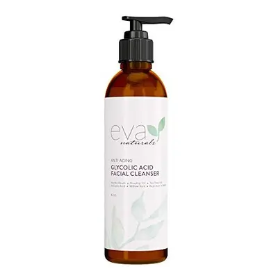 Eva Naturals Anti-Aging Glycolic Acid Cleanser (180 ml) - Acne Treatment and Exfoliating Face Wa