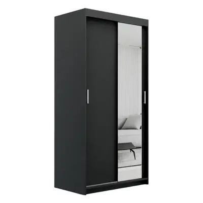 (120cm /+2 drawers, Black) ELUKS Modern Sliding Door Wardrobe OVI