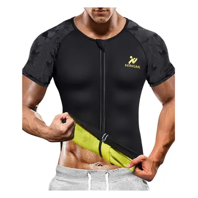 NINgMI Sauna Suit for Men Hot Sweat Suit Sauna Shirt Sweat Body Shaper Workout Neoprene Suit Zip