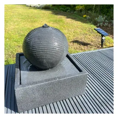 AllPondSolutions Globe On Plate Box Water Feature with LED Lights - Solar