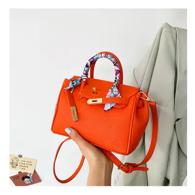 (Orange) Korean style fashion Kelly bag large capacity women's bag new simple texture crossbody 