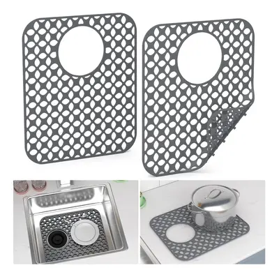 Kitchen Sink Mats TOOVEM 2PCS NonSlip Heat Resistant Silicone Sink Protector Mat for Bottom of S