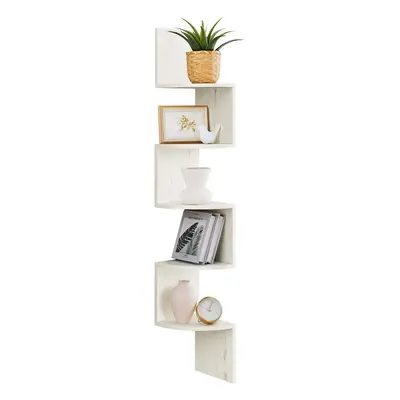 VASAGLE Corner Shelf Wall Mount 5-Tier Floating Corner Bookshelf Plant Shelf for Bedroom Living 