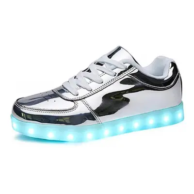 (silver, 41) Fashion Led Light Shoes For Men Women Sports Shoes Usb Charging Luminous Shoes Fluo