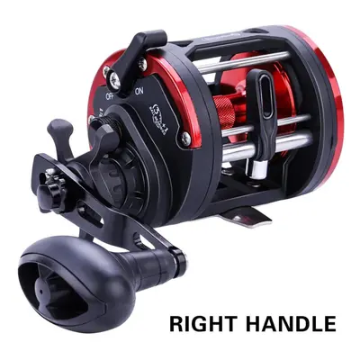 (red, Right) Trolling Fishing Reel Round Baitcasting Reel Graphite Body Large Line Capacity 3+1 