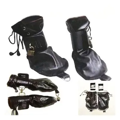 (C Handcuffs) Handcuffs/mittens/boot Booties, Leather Gloves Dog Paw Padded Fist Mitts Socks,bds