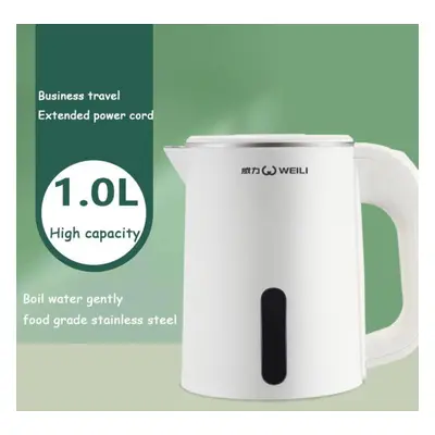 (white, EU) 1.0l Mini Electric Kettle Small Capacity Stainless Steel Teapot Hotel Dormitory Kett