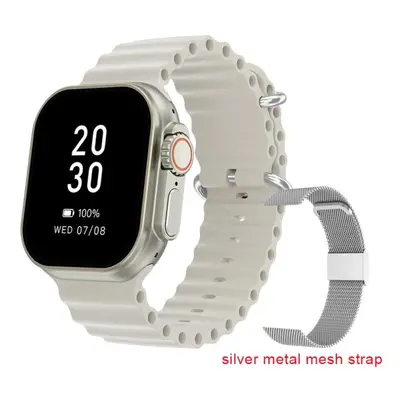 (silver,white, Milan Net) New Smart Watch Body Temperature Ultra Series Nfc Smartwatch Wireless 