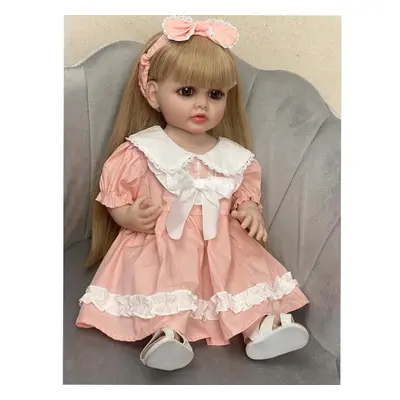 (as the picture) 55cm Reborn Dolls Full Silicone Baby Realistic Newborn Girl Doll Waterproof Toy