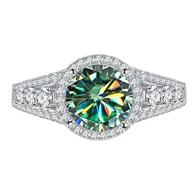 (green, 0.8ct No.6) Bagueringen Women Moissanite Ring Silver Jewelry For Women 8mm Blue Green Co