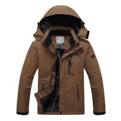 (coffee, L) Winter Jacket Men Plus Velvet Warm Wind Parka 6xl Plus Size Black Hooded Winter Coat