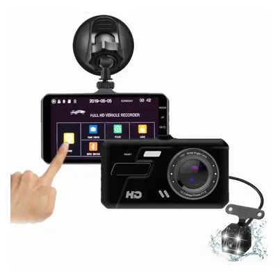 (black, Dual Lens) 4&apos;&apos; Ips Touch Screen Dvr G-sensor 1080p Video Recorder Dash Cam Dua