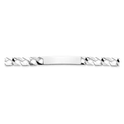 Jewelco London Kids Rhodium Plated Sterling Silver Cast Reptile Scale Curb Identity ID Bar Brace