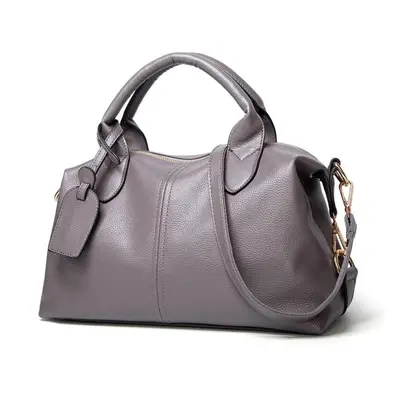 (grey, 33.00 x 11.50 x 23.50 cm) Wtempo Fashion Solid Women Leather Zipper Big Capacity Ladies H