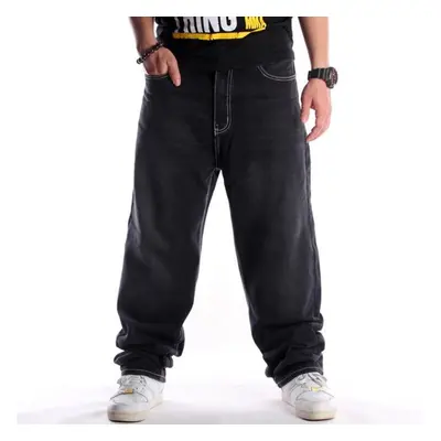 (black, 30) New Autumn Fashion Mens Jeans Hip-hop Rock Baggy Cool Long Jeans Pants For Men Plus 