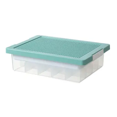 (green) Building Block Storage Box With Removable Cover Multi Compartments Large Capacity Transp