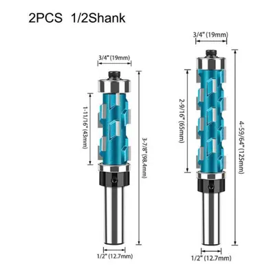 (blue, 2pcs 12.7mm shank) 12mm 1/2inch Flush Trim Router Bit With Double Bearing Round Shank Car