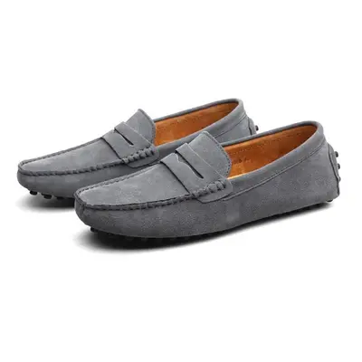 (grey, 49) Big Size Cow Suede Genuine Leather Men Flats Men Casual Shoes High Quality Men Loafer