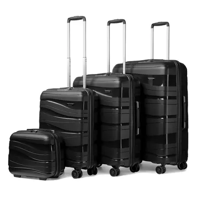 (Black, 14/20/24/28 inch) One Or Four Pieces Lightweight PP Hard Shell Suitcase With TSA Lock