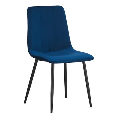 (Navy Blue-strip) Classic Design Velvet Fabric Dining Chairs Metal Legs Padded Seat Chairs