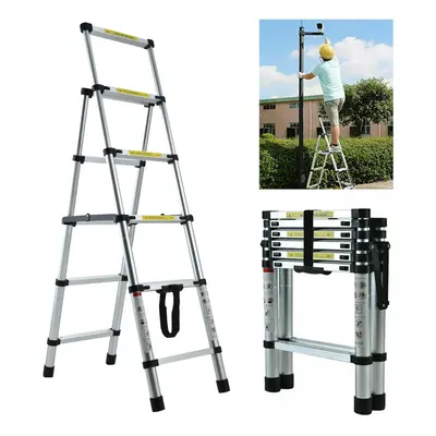 5 Telescopic Step Ladder Aluminium Heavy Duty 150KG/330lb Capacity Portable Extendable Anti-Slip