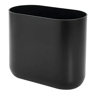 iDesign Cade Compact Bathroom Bin, Slim Plastic Bin for Bathroom, Bedroom or Office Waste, Black