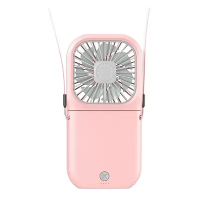 (Pink) Mini Desk Fan Automatic Adjustment Shaking Travel Fan USB Rechargeable with Speeds