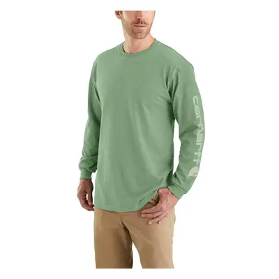 Carhartt Men's Loose Fit Heavyweight Long Logo Sleeve Graphic T-Shirt Loden Frost Heather